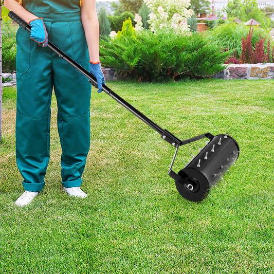 18 Inch Manual Lawn Aerator, Detachable Handle, Black Lawn Care Tools Black at Gallery Canada