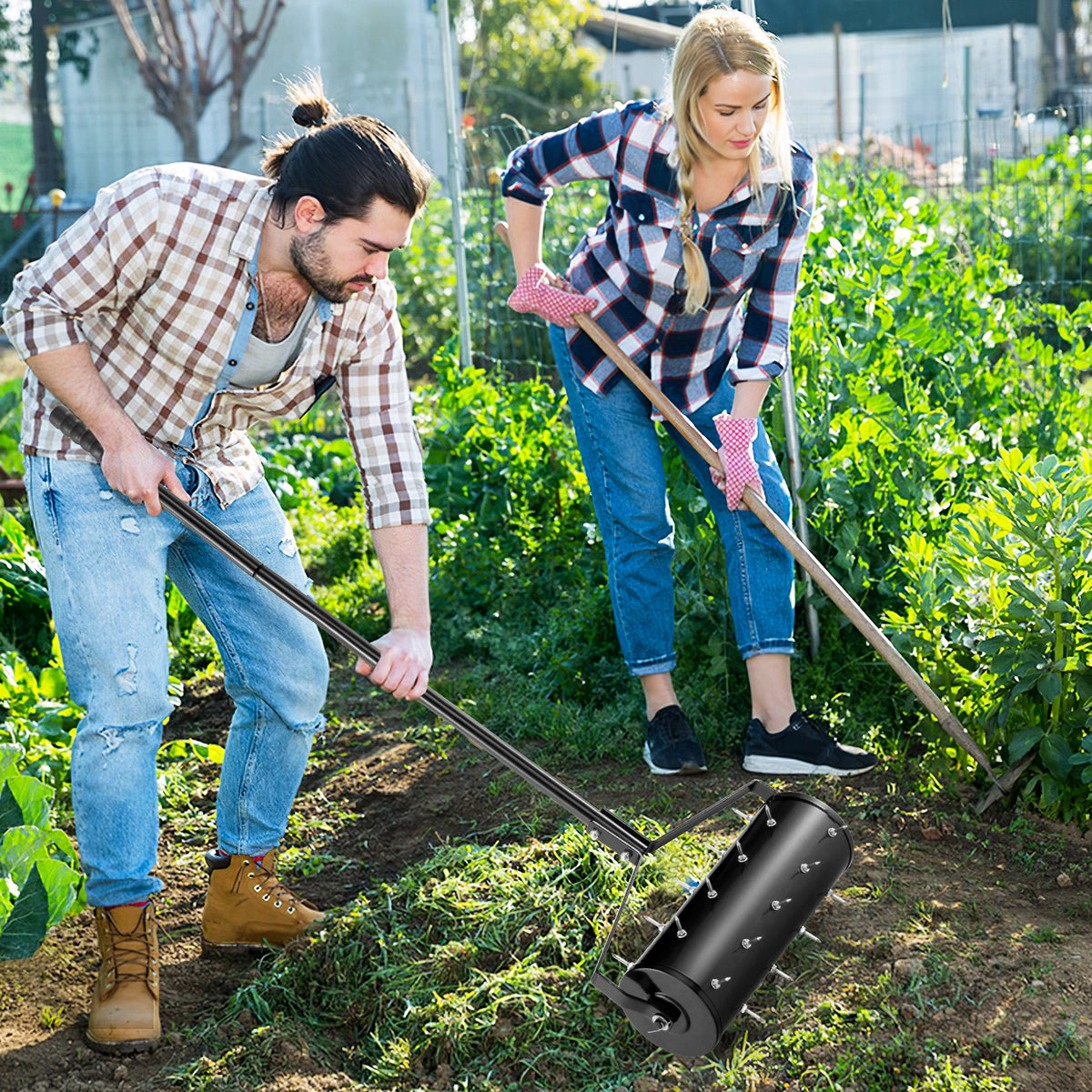 18 Inch Manual Lawn Aerator, Detachable Handle, Black Lawn Care Tools at Gallery Canada