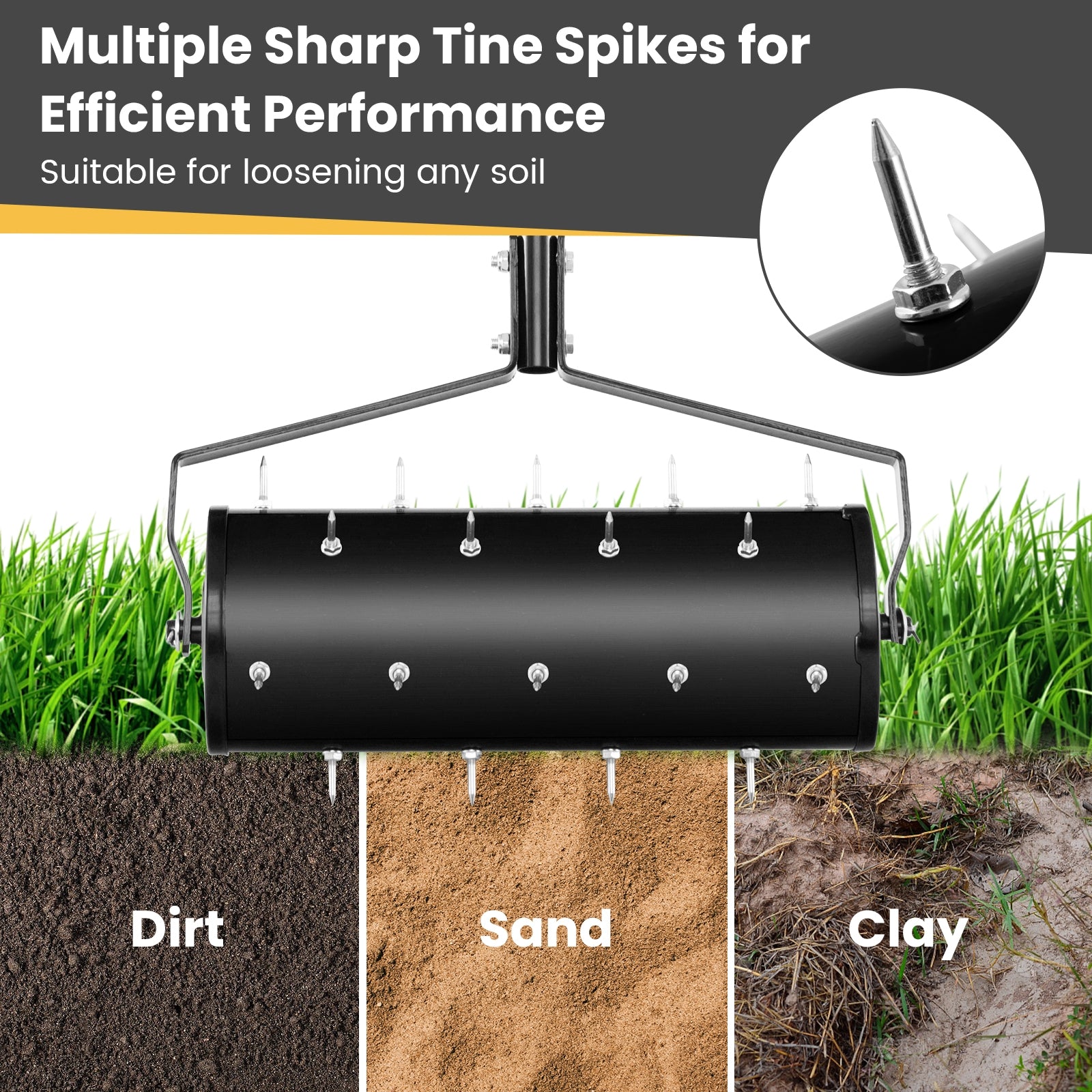 18 Inch Manual Lawn Aerator, Detachable Handle, Black Lawn Care Tools at Gallery Canada