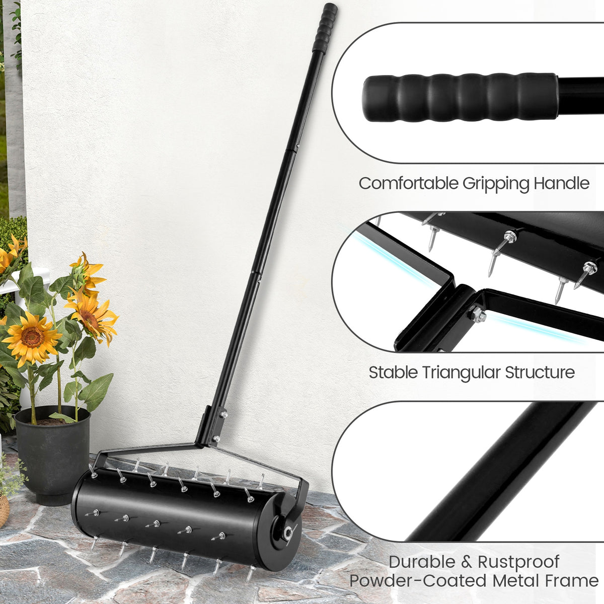 Manual Lawn Aerator, 21 Inches, Black Lawn Care Tools at Gallery Canada