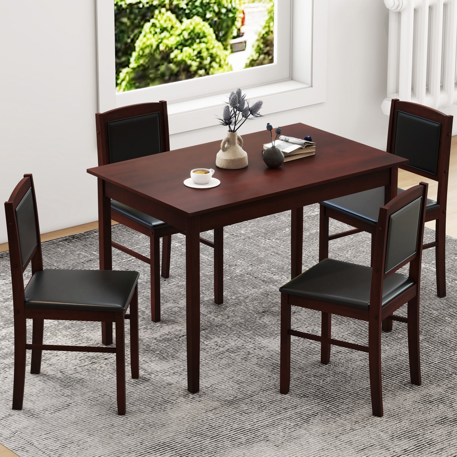 5-Piece Dining Set, 4-Person, Rubber Wood Legs, Brown Dining Room Sets at Gallery Canada