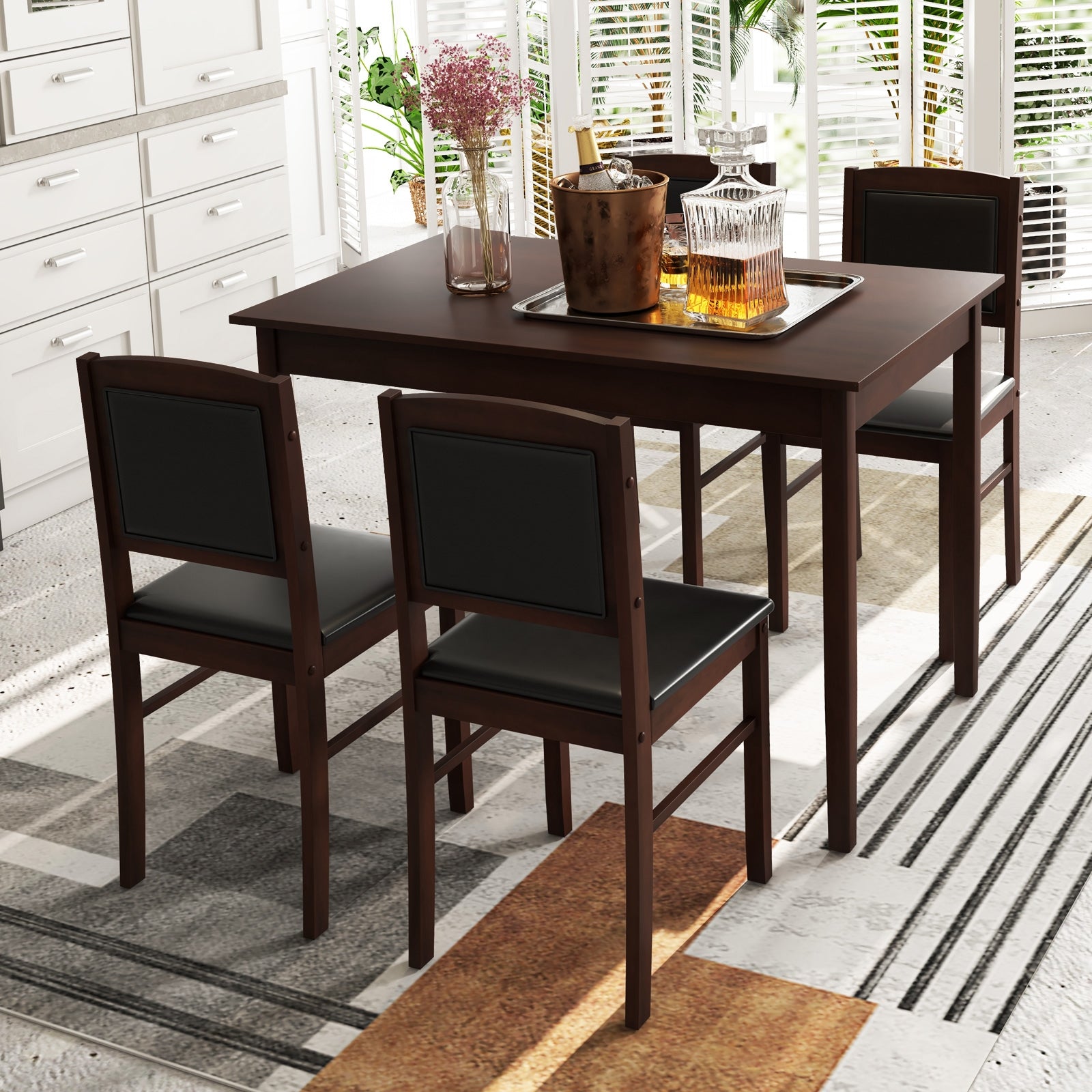 5-Piece Dining Set, 4-Person, Rubber Wood Legs, Brown Dining Room Sets at Gallery Canada