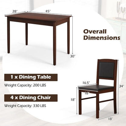 5-Piece Dining Set, 4-Person, Rubber Wood Legs, Brown Dining Room Sets at Gallery Canada