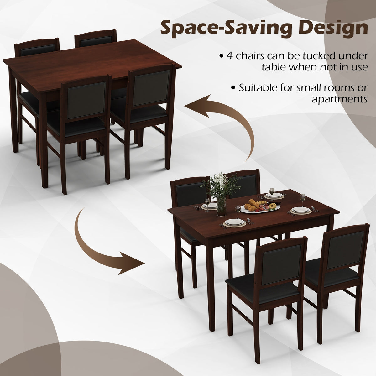 5-Piece Dining Set, 4-Person, Rubber Wood Legs, Brown Dining Room Sets at Gallery Canada