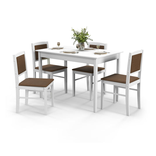 5-Piece Dining Set For 4, Rubber Wood Legs, White Dining Room Sets White at Gallery Canada