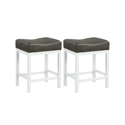 24.5 Inches Linen Saddle Stools, Set of 2, Cushioned Seat, Black and White Bar Stools Black & White at Gallery Canada