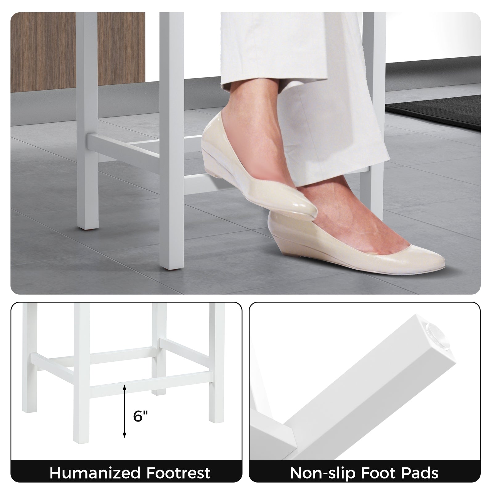 24.5 Inches Linen Saddle Stools, Set of 2, Cushioned Seat, Black and White Bar Stools at Gallery Canada