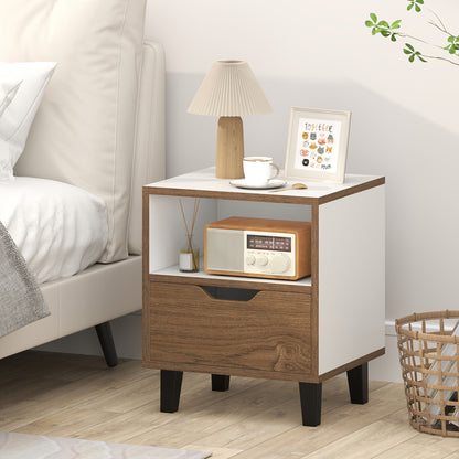 Nightstand With Drawer, Open Storage Shelf, White Nightstands at Gallery Canada