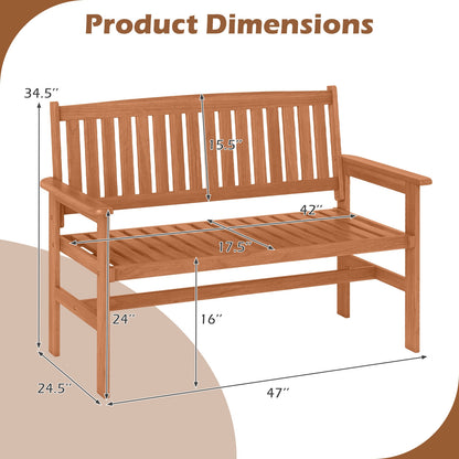2-Person Patio Loveseat, Slatted Backrest, Comfortable Armrests, Natural Outdoor Benches at Gallery Canada