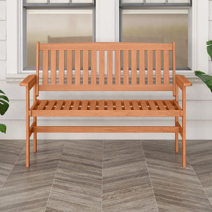 2-Person Patio Loveseat, Slatted Backrest, Comfortable Armrests, Natural Outdoor Benches at Gallery Canada