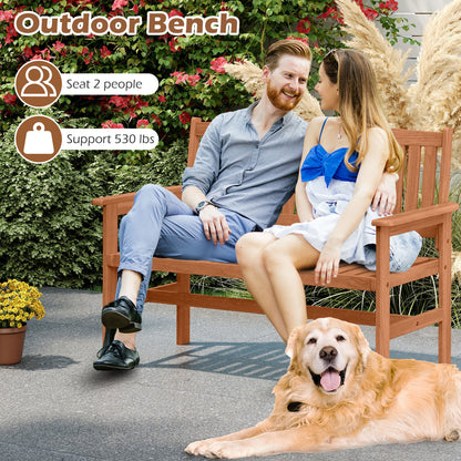 2-Person Patio Loveseat, Slatted Backrest, Comfortable Armrests, Natural Outdoor Benches at Gallery Canada
