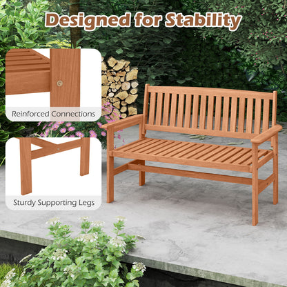 2-Person Patio Loveseat, Slatted Backrest, Comfortable Armrests, Natural Outdoor Benches at Gallery Canada
