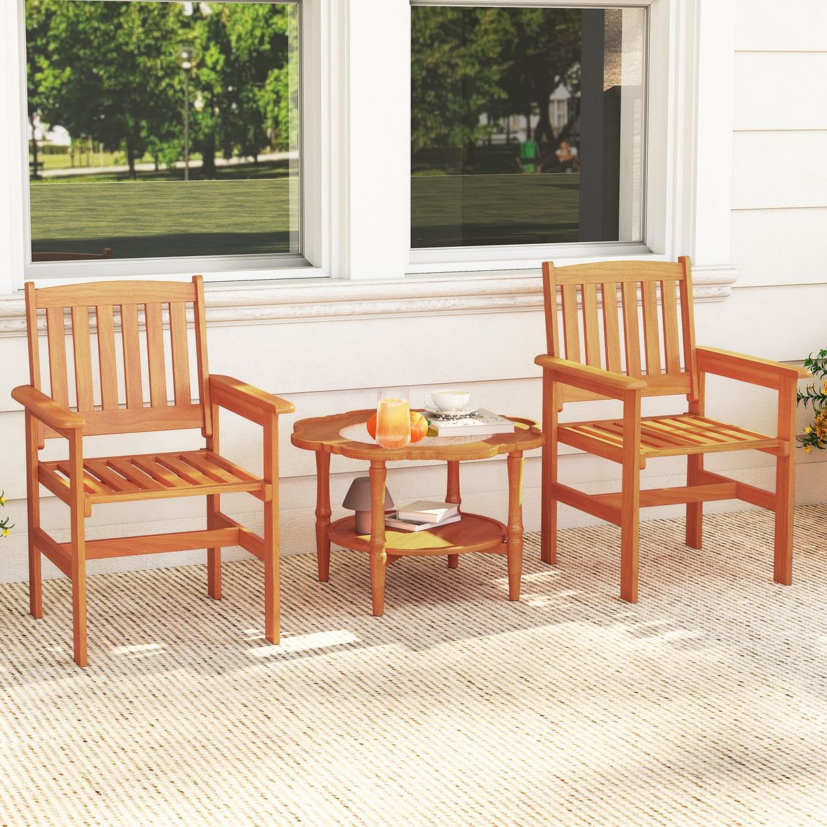 Wooden Patio Chairs Set Of 2, Natural Patio Dining Chairs at Gallery Canada