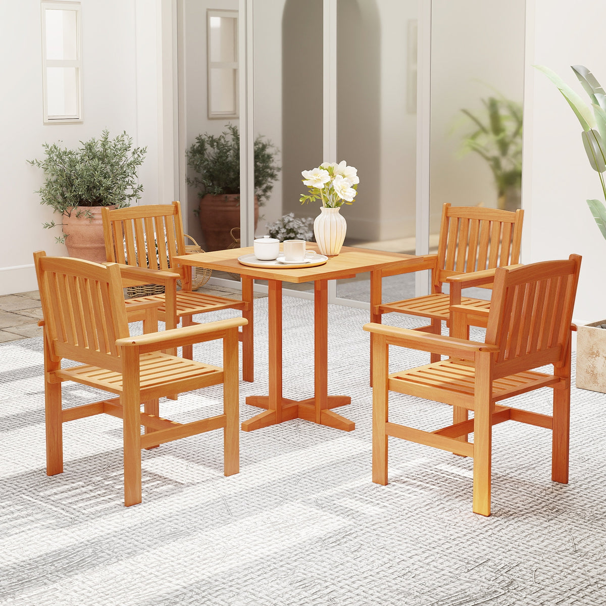 Wooden Patio Chairs Set Of 2, Natural Patio Dining Chairs at Gallery Canada