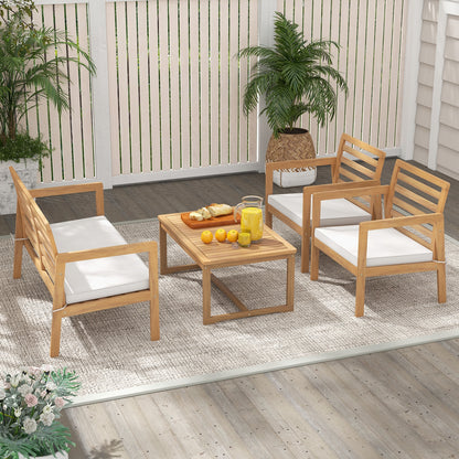 4 Piece Wood Patio Conversation Set, 2 Armchairs, Coffee Table, White Patio Conversation Sets at Gallery Canada