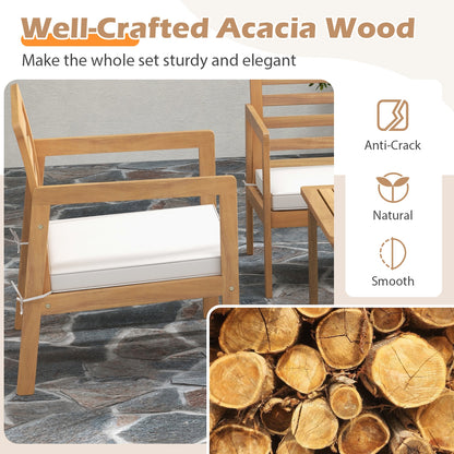 4 Piece Wood Patio Conversation Set, 2 Armchairs, Coffee Table, White Patio Conversation Sets at Gallery Canada
