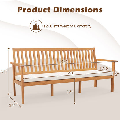 3-Seat Wood Bench With Cushion, Slatted Seat, White Outdoor Benches at Gallery Canada