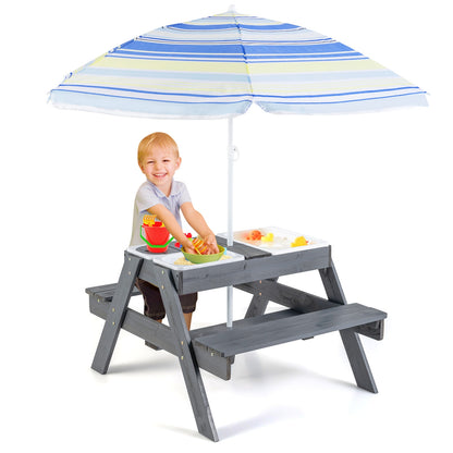 Kids Picnic Table Set, With 3 Removable Bins, Gray Kids Table & Chair Sets at Gallery Canada