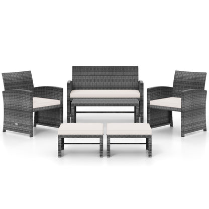 6 Piece Patio Furniture Set, Outdoor Sectional PE Rattan Sofa, White Outdoor Sectionals White at Gallery Canada