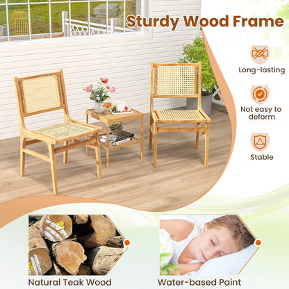 Rattan Dining Chair, Natural Cane Woven Backrest, Teak Wood Frame, Natural Dining Chairs at Gallery Canada