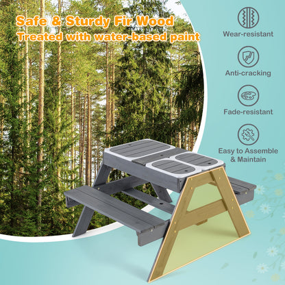 Kids Picnic Table Set, With 3 Removable Bins, Gray Kids Table & Chair Sets at Gallery Canada