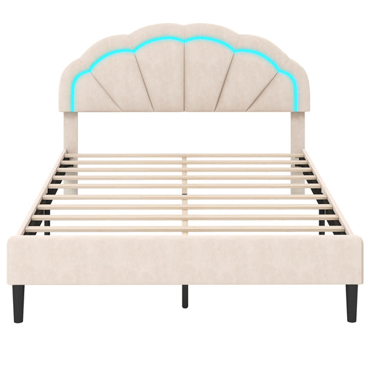 Upholstered LED Bed Frame, Adjustable Headboard, Metal Feet, Queen Size Trundle Bed Frame Options at Gallery Canada