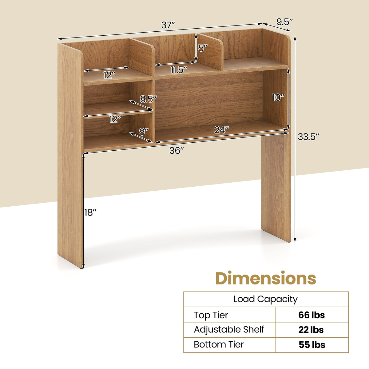 Desktop Bookshelf Countertop Storage Hutch, 6 Shelves, Natural Bookcases at Gallery Canada