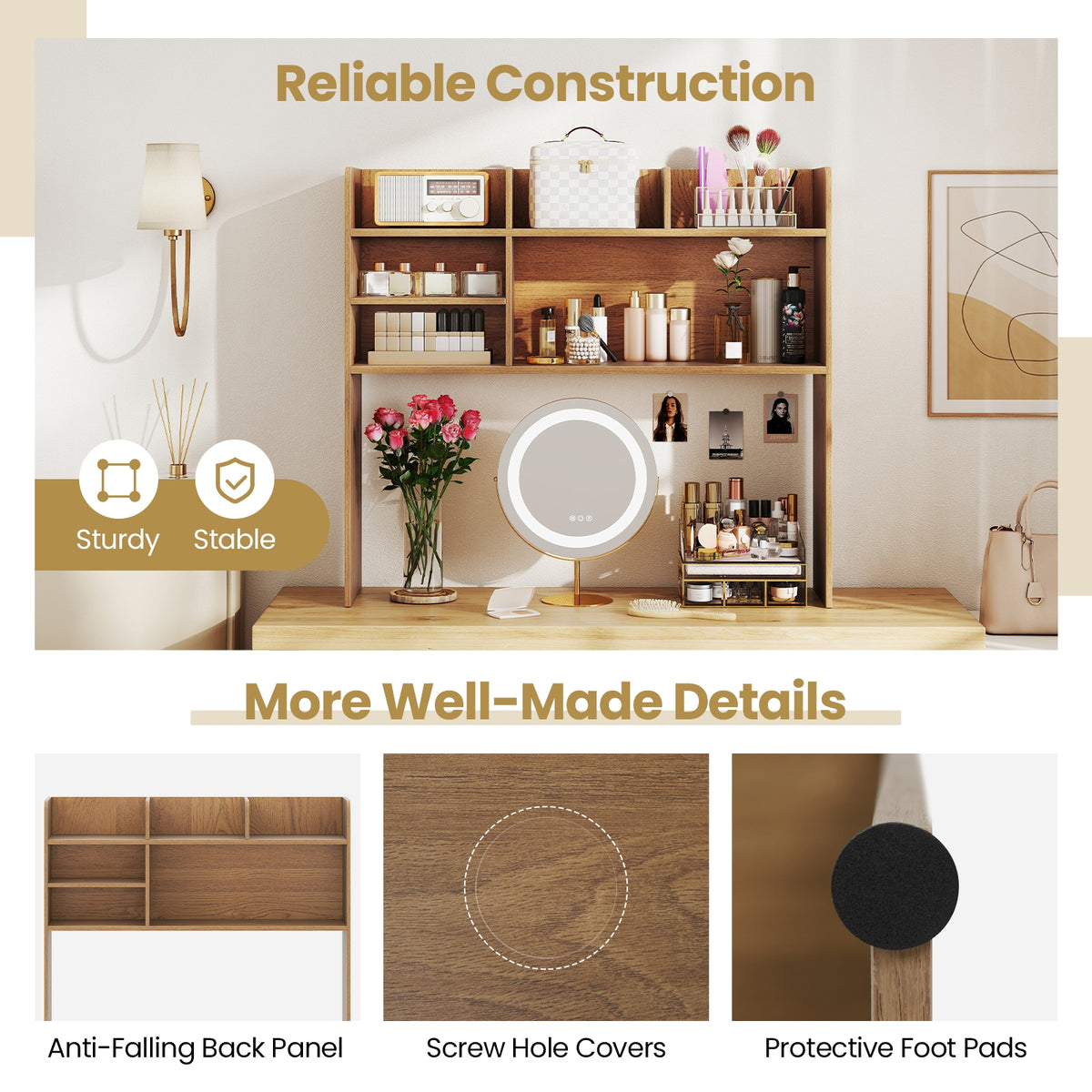 Desktop Bookshelf Countertop Storage Hutch, 6 Shelves, Natural Bookcases at Gallery Canada