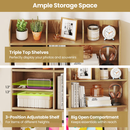 Desktop Bookshelf Countertop Storage Hutch, 6 Shelves, Natural Bookcases at Gallery Canada