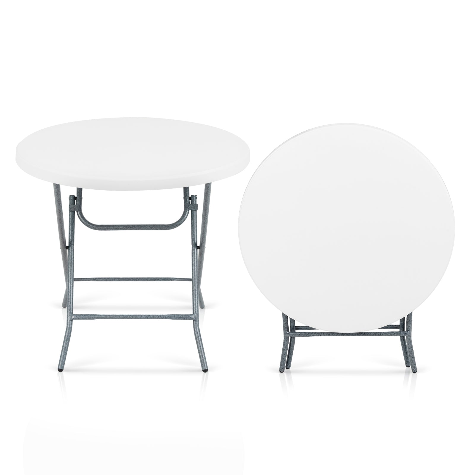 32 Inch Round Folding Table, Thick Tabletop, White Picnic Tables at Gallery Canada