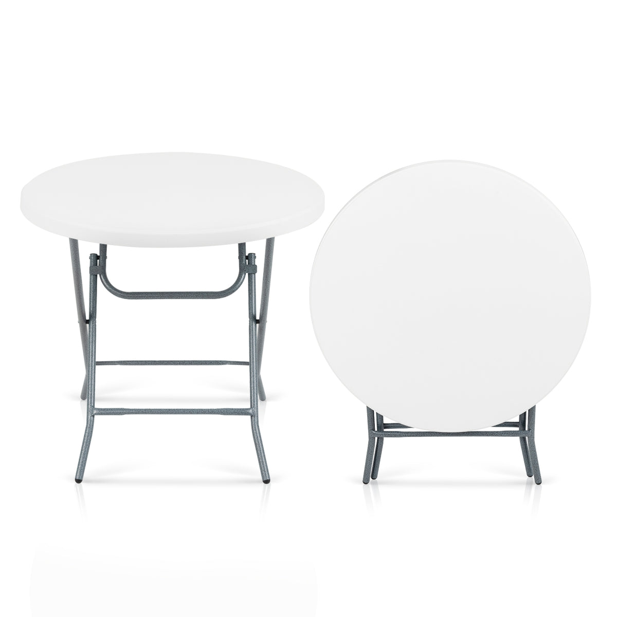 32 Inch Round Folding Table, Thick Tabletop, White Picnic Tables at Gallery Canada
