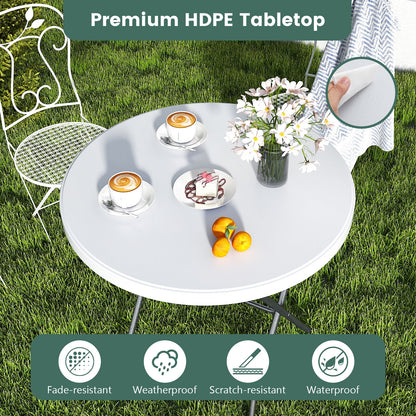 32 Inch Round Folding Table, Thick Tabletop, White Picnic Tables at Gallery Canada