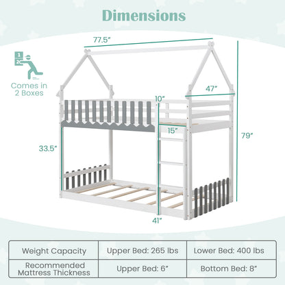 Twin Over Twin Bunk Bed With Fence And Ladder, White Bunk Bed Frame at Gallery Canada