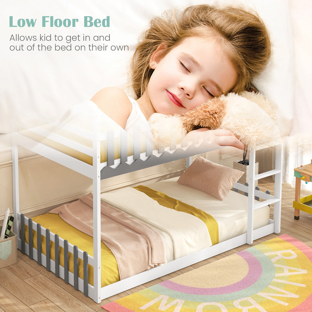 Twin Over Twin Bunk Bed With Fence And Ladder, White Bunk Bed Frame at Gallery Canada