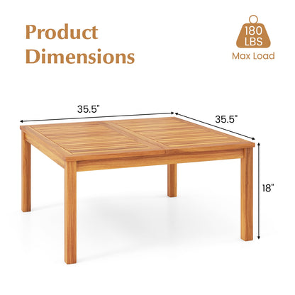 35.5 Inches Acacia Wood Coffee Table, Natural Patio Coffee Tables at Gallery Canada