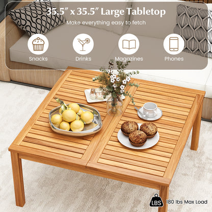 35.5 Inches Acacia Wood Coffee Table, Natural Patio Coffee Tables at Gallery Canada