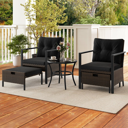 4 Piece Outdoor Furniture Set, Glass Top Coffee Table, Black Patio Conversation Sets at Gallery Canada