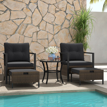 4 Piece Outdoor Furniture Set, Glass Top Coffee Table, Black Patio Conversation Sets at Gallery Canada