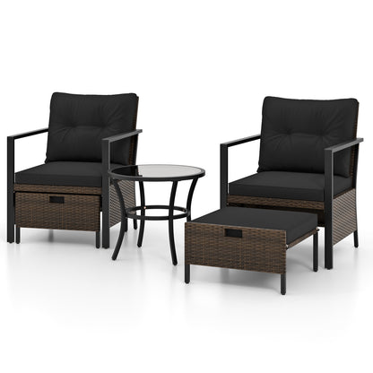 4 Piece Outdoor Furniture Set, Glass Top Coffee Table, Black Patio Conversation Sets at Gallery Canada