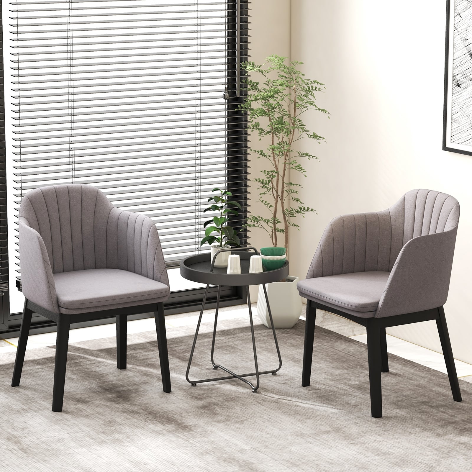 Modern Velvet Dining Chairs, Set of 2, Curved Backrests, Grey Dining Chairs at Gallery Canada