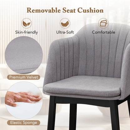 Modern Velvet Dining Chairs, Set of 2, Curved Backrests, Grey Dining Chairs at Gallery Canada