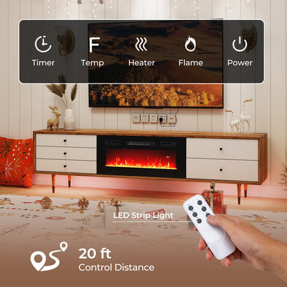 36 Inches Electric Fireplace Heater, Recessed, LED Lights, Remote, Black Fireplaces at Gallery Canada