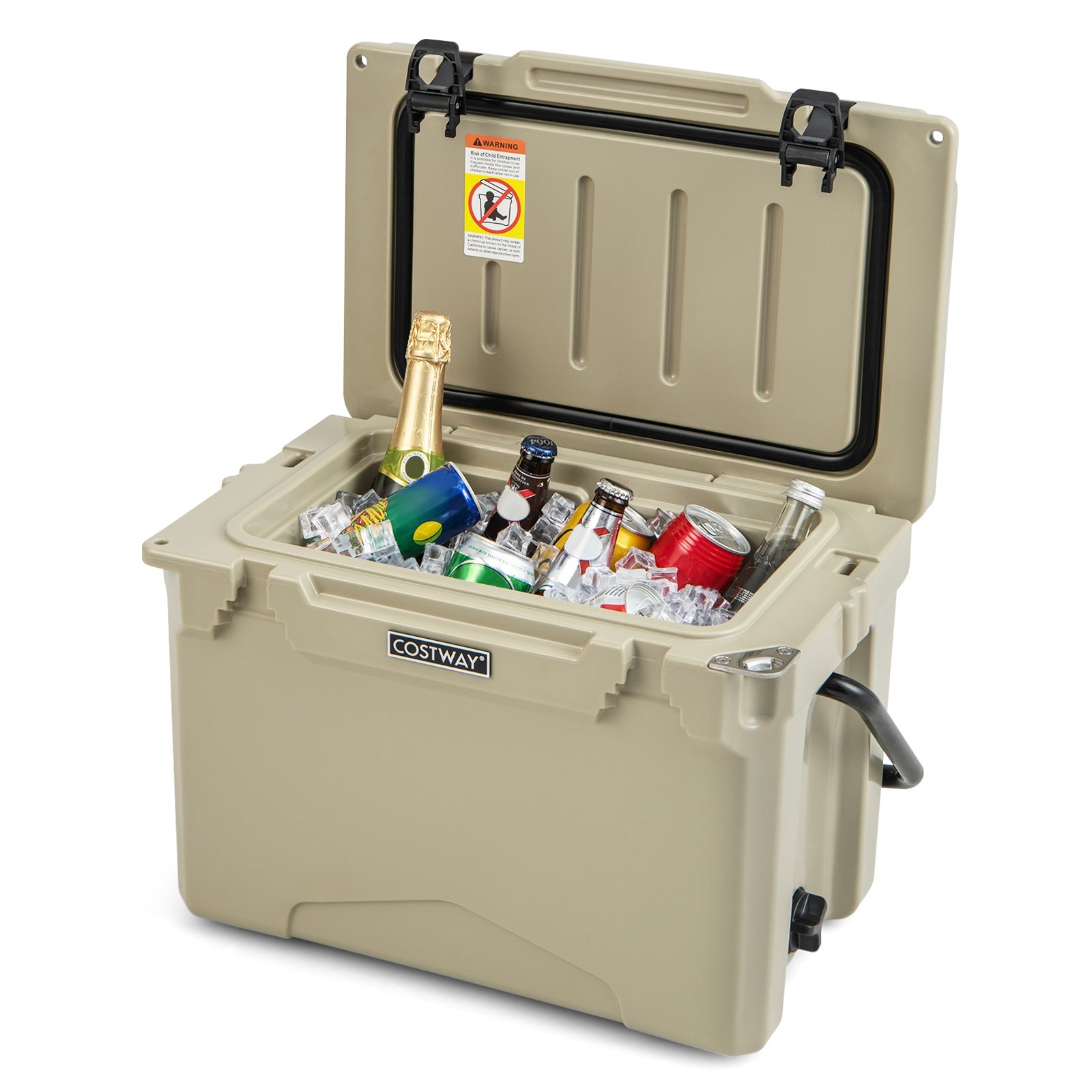 25 QT Hard Cooler, Aluminum Handle, Cup Holders, Tan Coolers at Gallery Canada