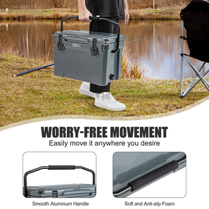 25 Qt Hard Cooler, Aluminum Handle, Cup Holders, Gray Coolers at Gallery Canada