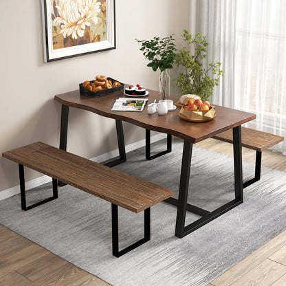 63" Large Dining Table, Wavy Edge, Heavy-Duty Metal Frame, Coffee Dining Tables at Gallery Canada