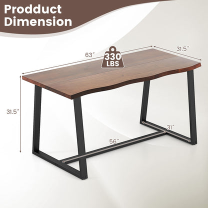 63" Large Dining Table, Wavy Edge, Heavy-Duty Metal Frame, Coffee Dining Tables at Gallery Canada