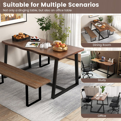 63" Large Dining Table, Wavy Edge, Heavy-Duty Metal Frame, Coffee Dining Tables at Gallery Canada