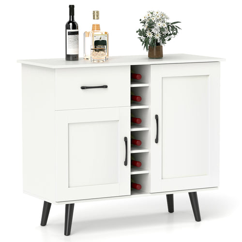 Wine Bar Buffet Cabinet, 6-Bottle Rack, White