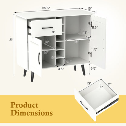 Wine Bar Buffet Cabinet, 6-Bottle Rack, White Sideboards Cabinets & Buffets at Gallery Canada