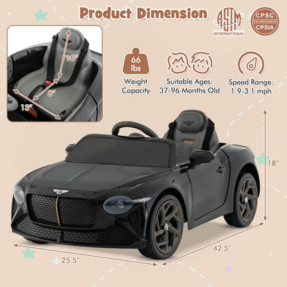 12V Kids Ride-On Bentley Bacalar Car, Black